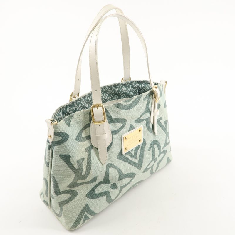 LOUIS VUITTON Croisette Damier Azur Satchel Crossbody Bag White - Image 5