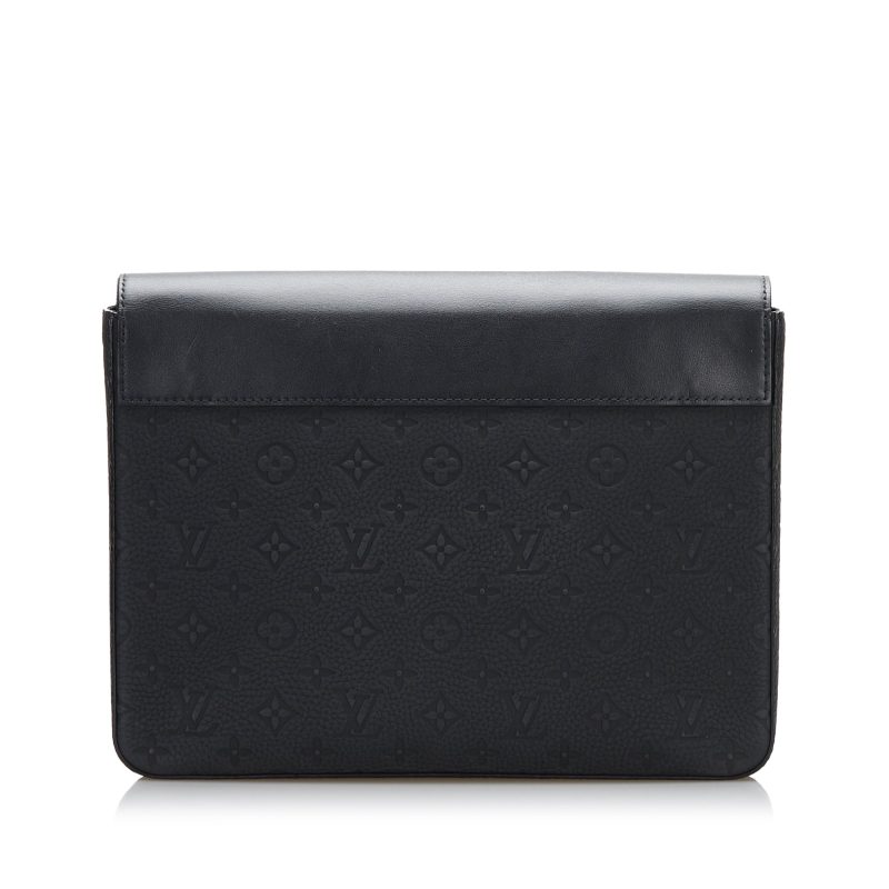Black Louis Vuitton Monogram Taurillon Sac Plat Satchel - Image 3