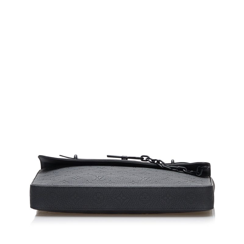 Black Louis Vuitton Monogram Taurillon Sac Plat Satchel - Image 4