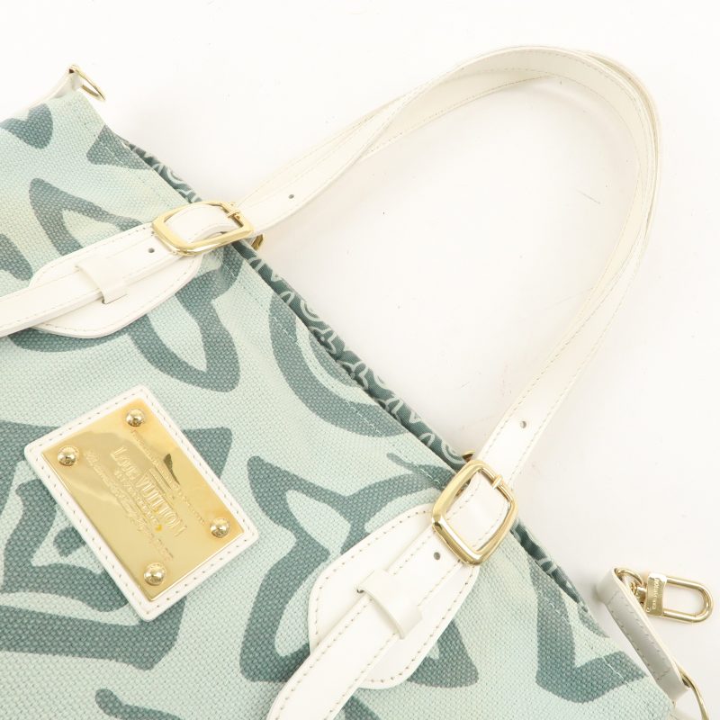 LOUIS VUITTON Croisette Damier Azur Satchel Crossbody Bag White - Image 8