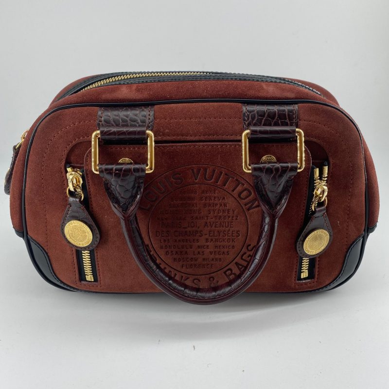 Louis Vuitton Havane brown suede stamped trunk PM Boston speedy - Image 4