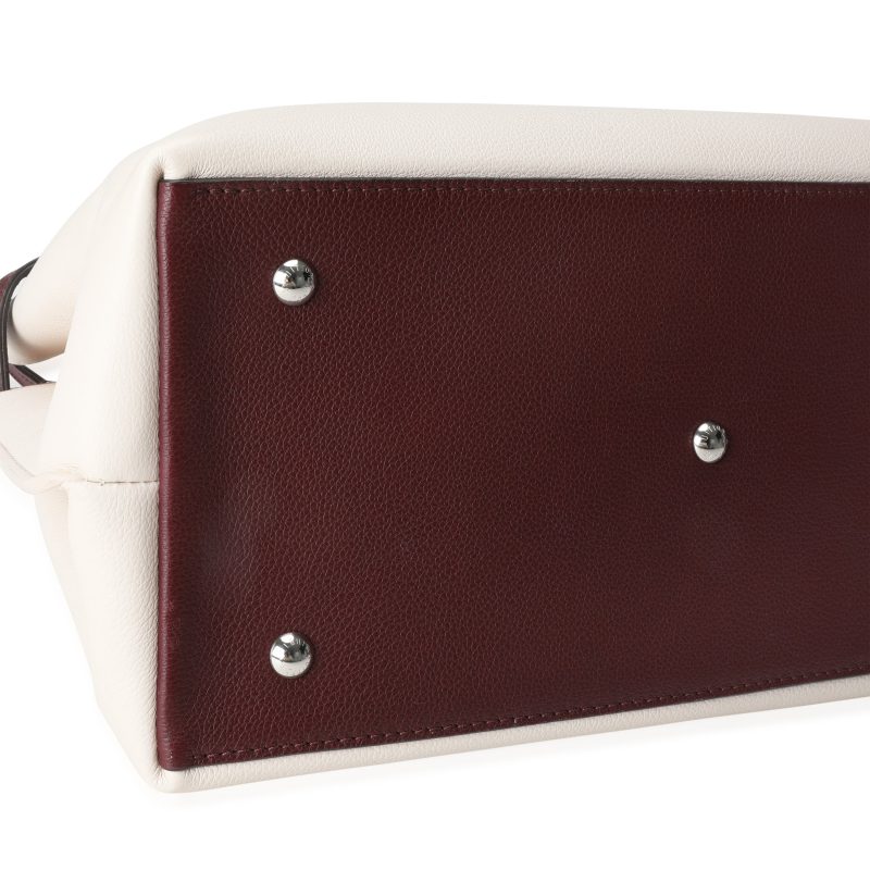 Louis Vuitton Cream & Burgundy Grained Calf Leather Lockme Day Bag - Image 6