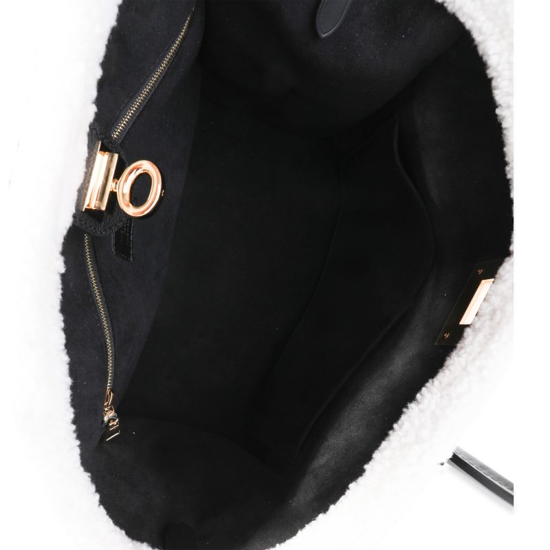 Louis Vuitton Black Grained Calfskin & White Shearling Monogram On My Side MM - Image 8