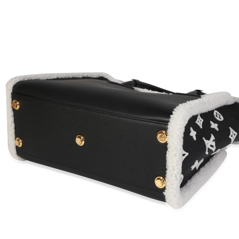 Louis Vuitton Black Grained Calfskin & White Shearling Monogram On My Side MM - Image 6
