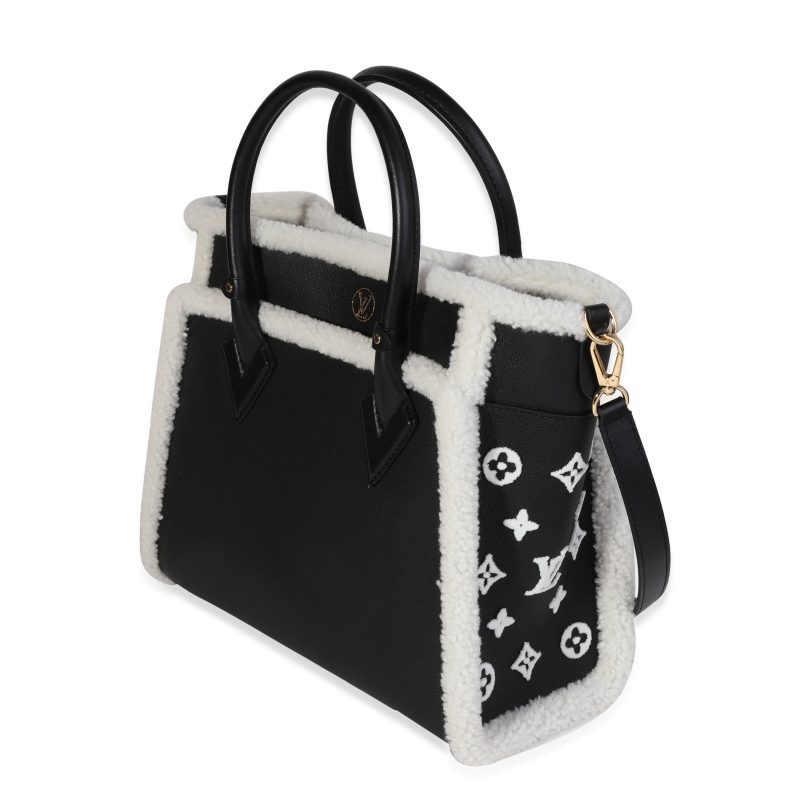 Louis Vuitton Black Grained Calfskin & White Shearling Monogram On My Side MM - Image 2