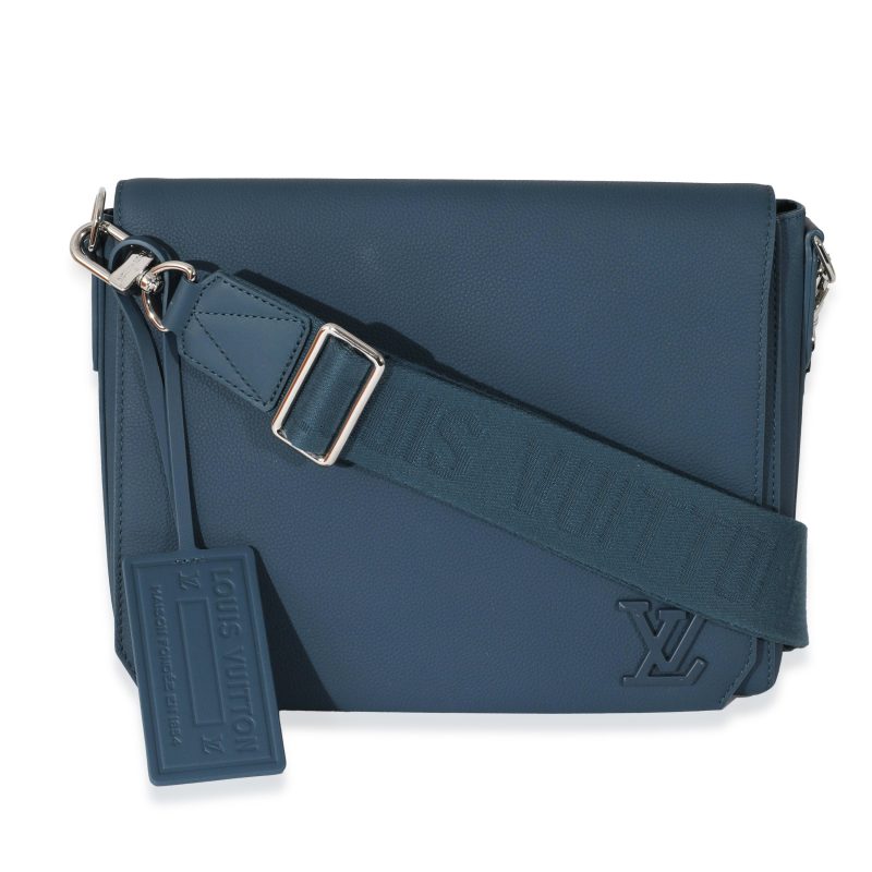 Louis Vuitton Blue Cowhide Aerogram Takeoff Messenger