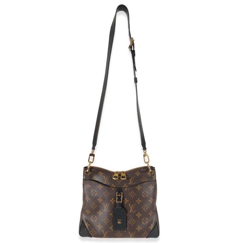 Louis Vuitton Black Leather Monogram Canvas V Tote BB - Image 7