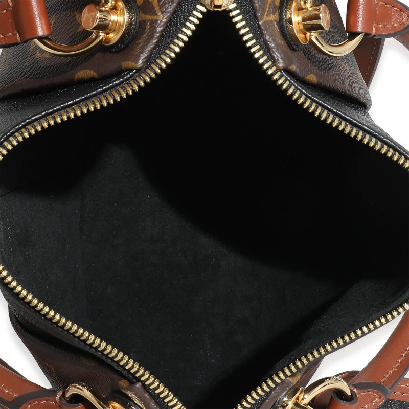 Louis Vuitton Black Leather Monogram Canvas V Tote BB - Image 8