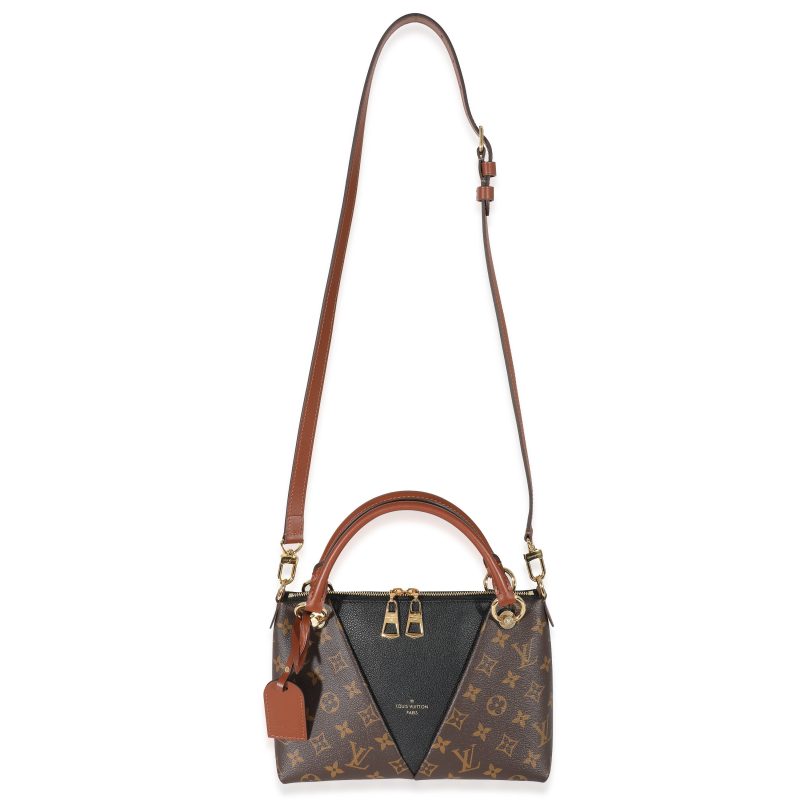 Louis Vuitton Black Leather Monogram Canvas V Tote BB - Image 7
