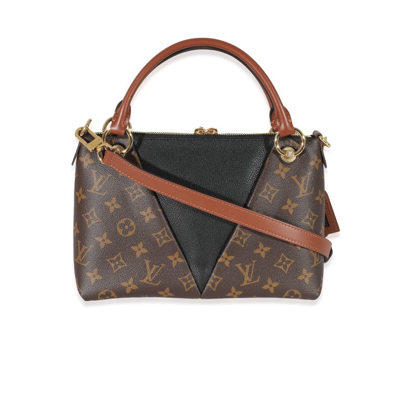 Louis Vuitton Black Leather Monogram Canvas V Tote BB - Image 3