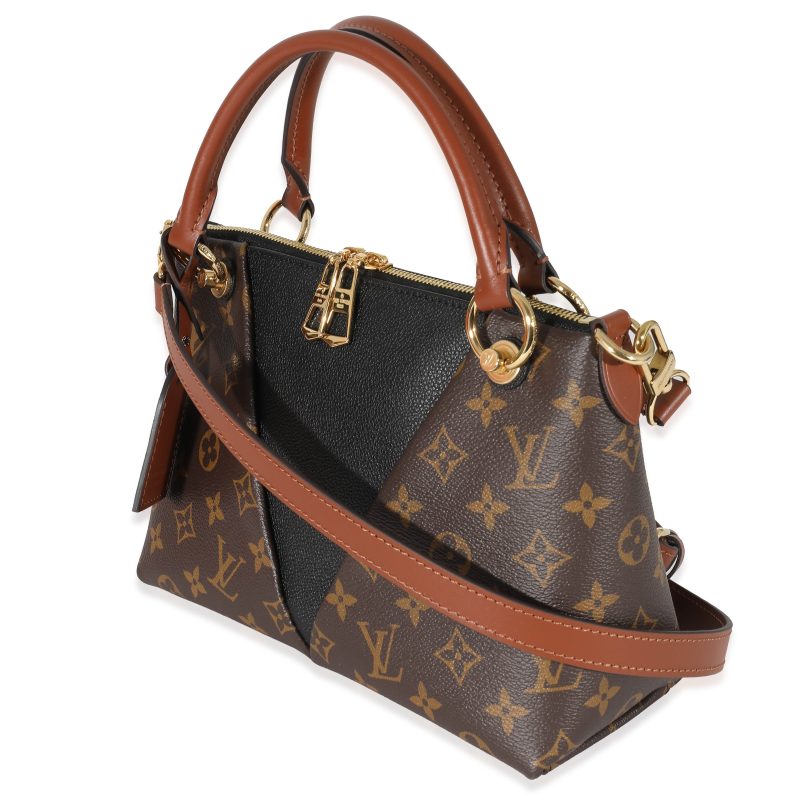 Louis Vuitton Black Leather Monogram Canvas V Tote BB - Image 2