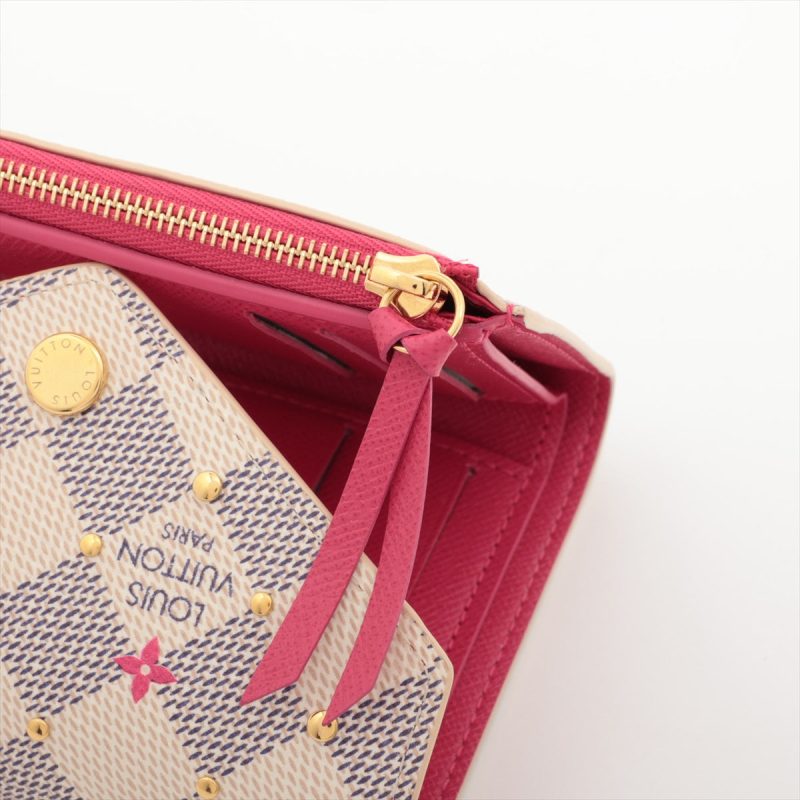 Louis Vuitton Damier Azur Portfolio Victoria N64614 Pink Compact Wallet - Image 8