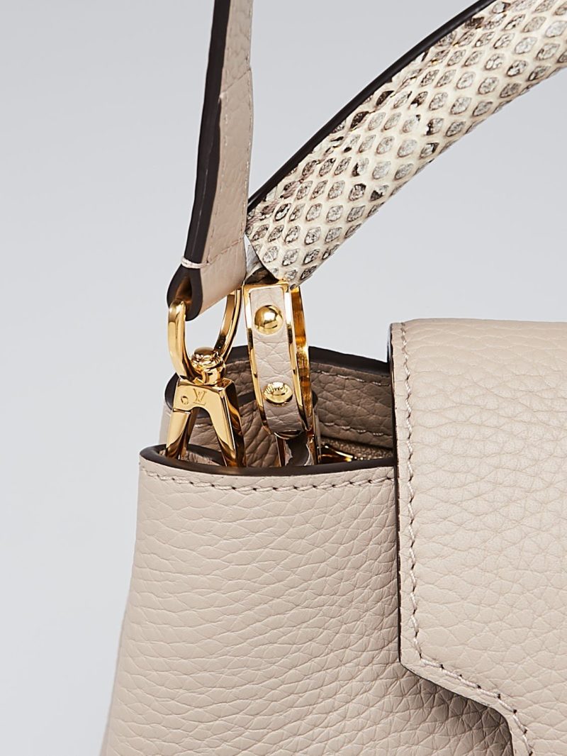 LOUIS VUITTON Capucines Beige M22181 Tweed Raffia Cotton Ribbon Lurex Yarn Size BB - Image 3