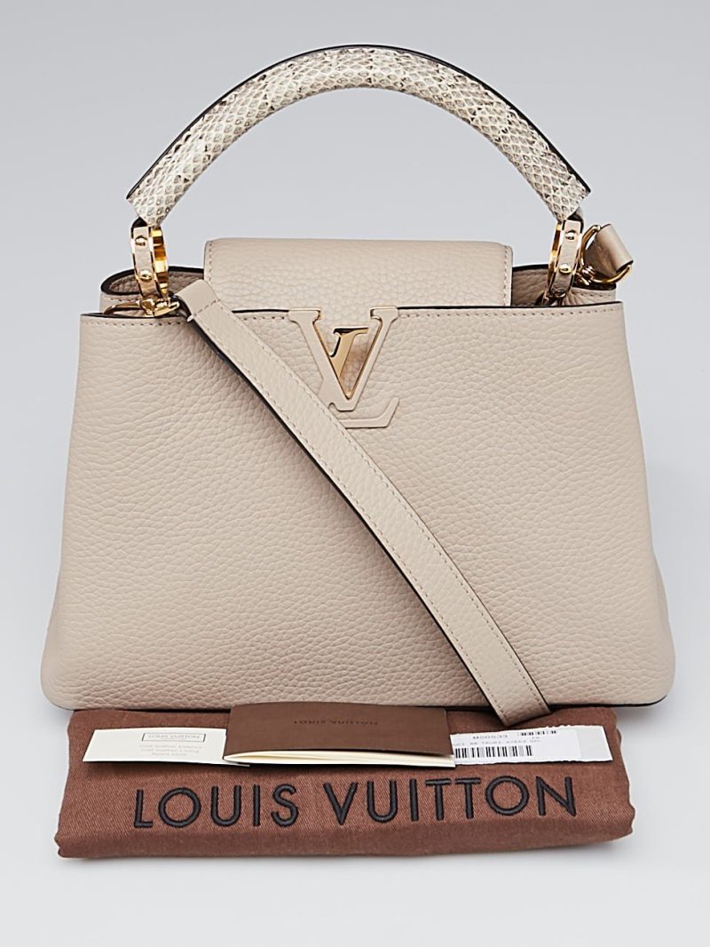 LOUIS VUITTON Capucines Beige M22181 Tweed Raffia Cotton Ribbon Lurex Yarn Size BB - Image 2