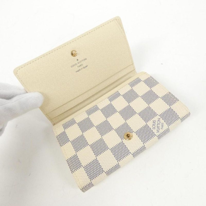 Louis Vuitton Damier Azur Portfolio Victoria N64614 Pink Compact Wallet - Image 5