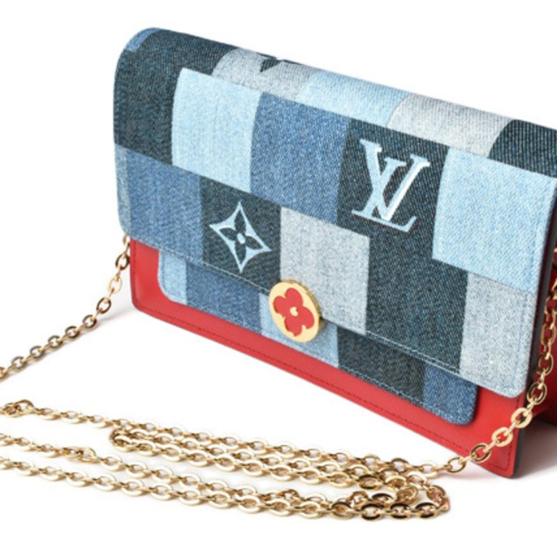 Louis Vuitton Chain Wallet Shoulder Bag LOUIS VUITTON FLORE CHAIN WALLET M69036 Denim Monogram - Image 2