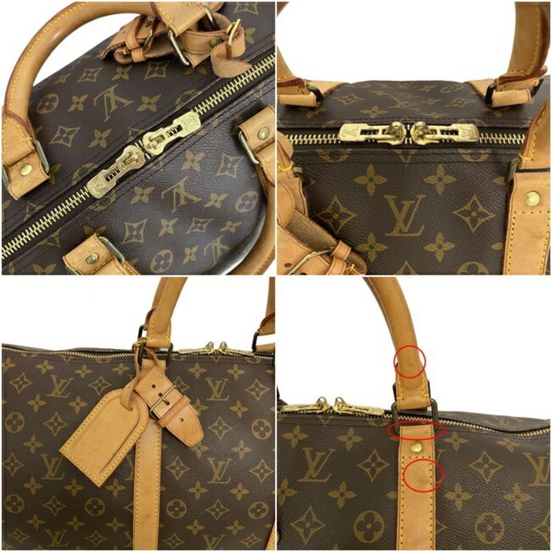 Louis Vuitton Boston Bag Keepol 55 Brown Beige Monogram M41424 Nume MI0951 LOUIS VUITTON Handbag Unisex Louis Vuitton - Image 6