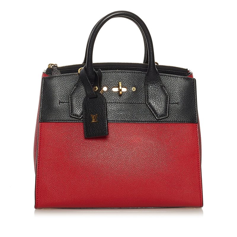 Louis Vuitton City Steamer Black and Beige Leather Tote Bag Medium Size - Image 2