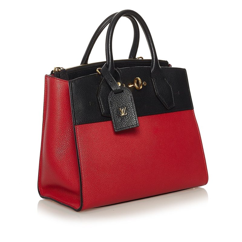 Louis Vuitton City Steamer Black and Beige Leather Tote Bag Medium Size - Image 3