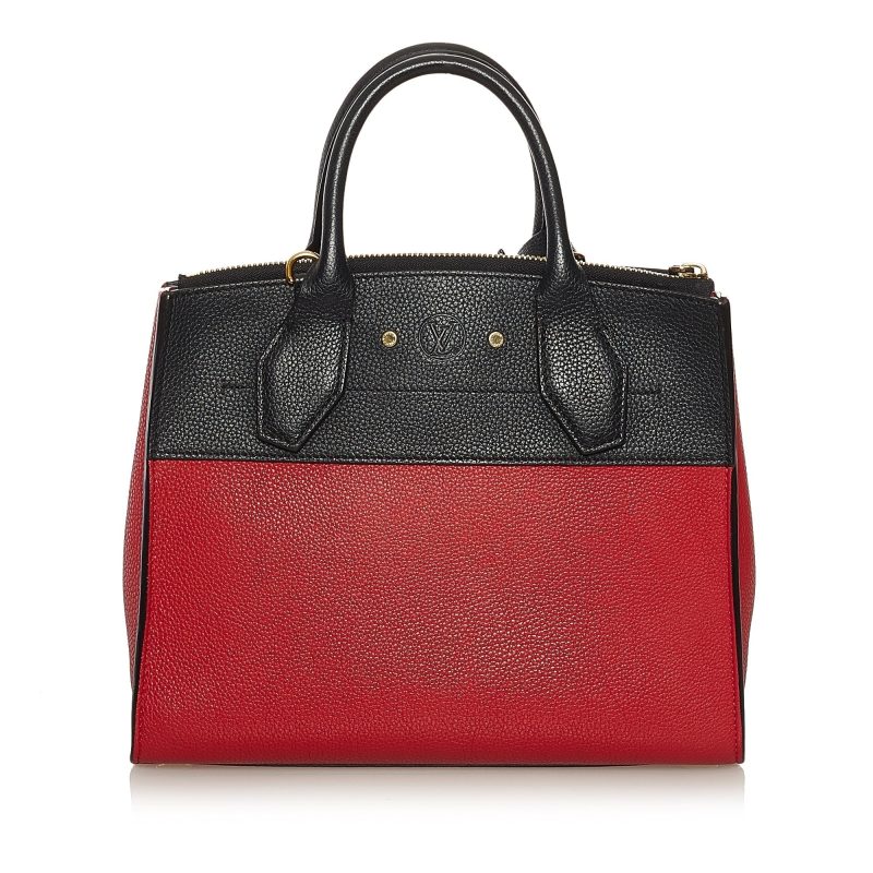 Louis Vuitton City Steamer Black and Beige Leather Tote Bag Medium Size - Image 4
