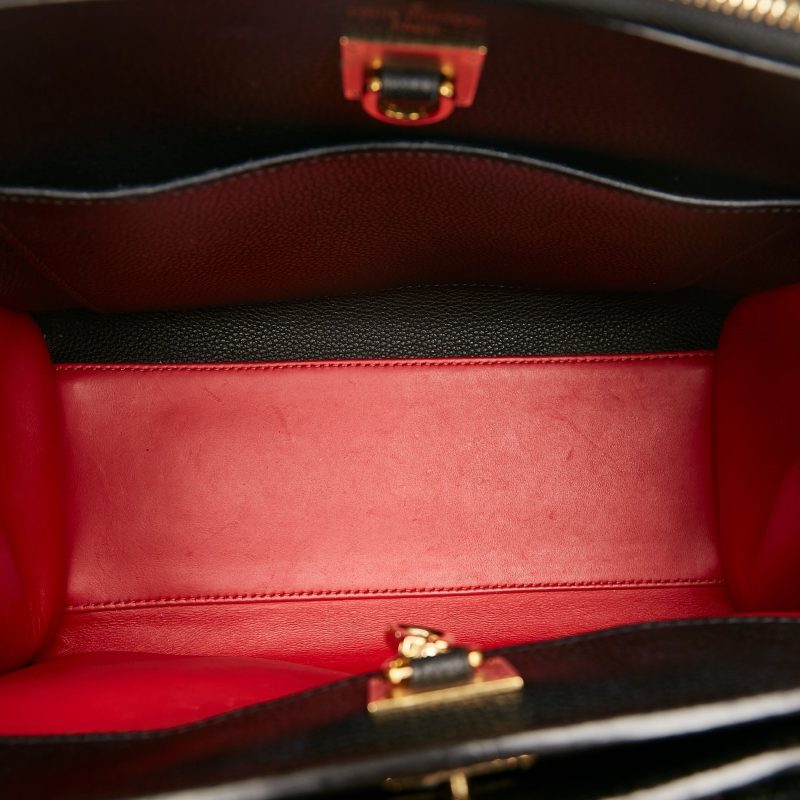 Louis Vuitton City Steamer Black and Beige Leather Tote Bag Medium Size - Image 6