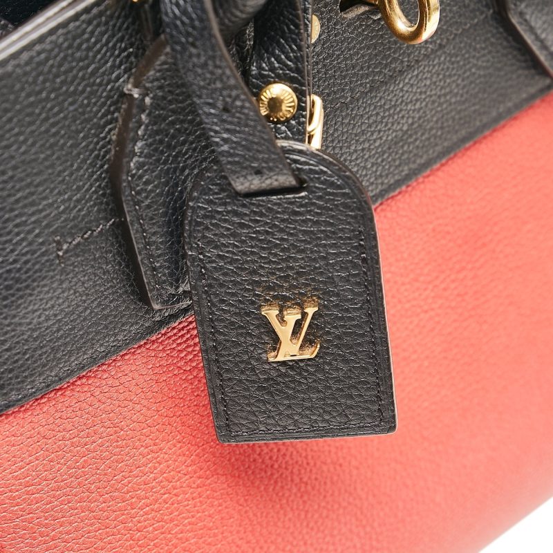 Louis Vuitton City Steamer Black and Beige Leather Tote Bag Medium Size - Image 9