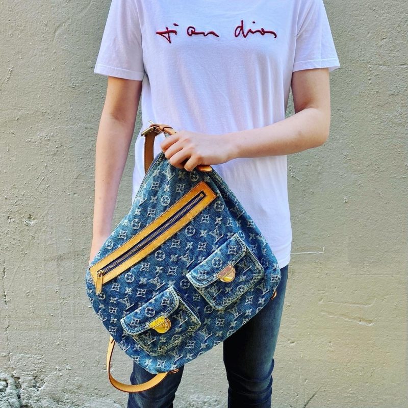 LOUIS VUITTON Denim Monogram Denim Baggy GM Bag