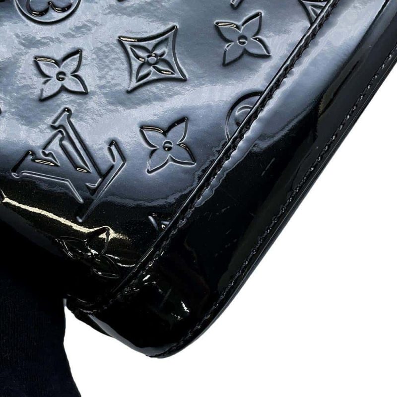 Louis Vuitton Alma Patent Leather Handbag Burgundy - Image 11