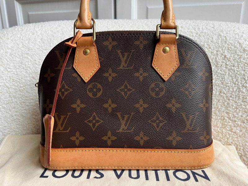 LOUIS VUITTON Alma BB Monogram Patent Leather Satchel Crossbody Bag Red - Image 5