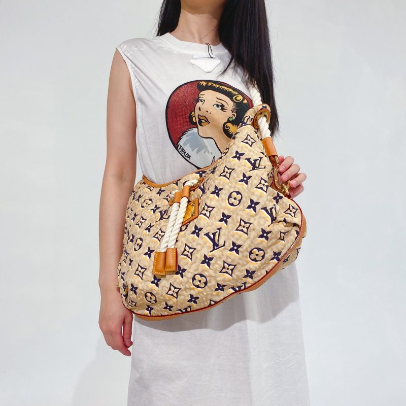 LOUIS VUITTON Limited Edition Tan Nylon Monogram Bulles PM Bag - Image 2