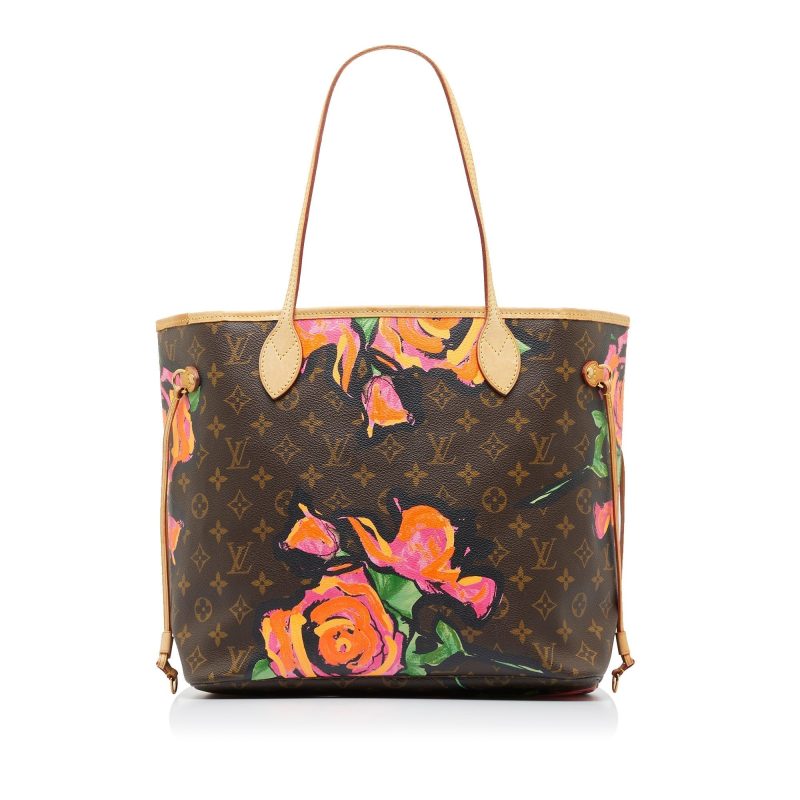 Brown Louis Vuitton Monogram Roses Neverfull MM Tote Bag - Image 3