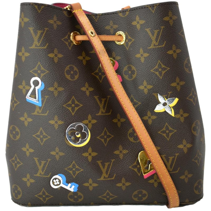 LOUIS VUITTON Love Lock NeoNoe Monogram Canvas Shoulder Bag Brown - Image 2