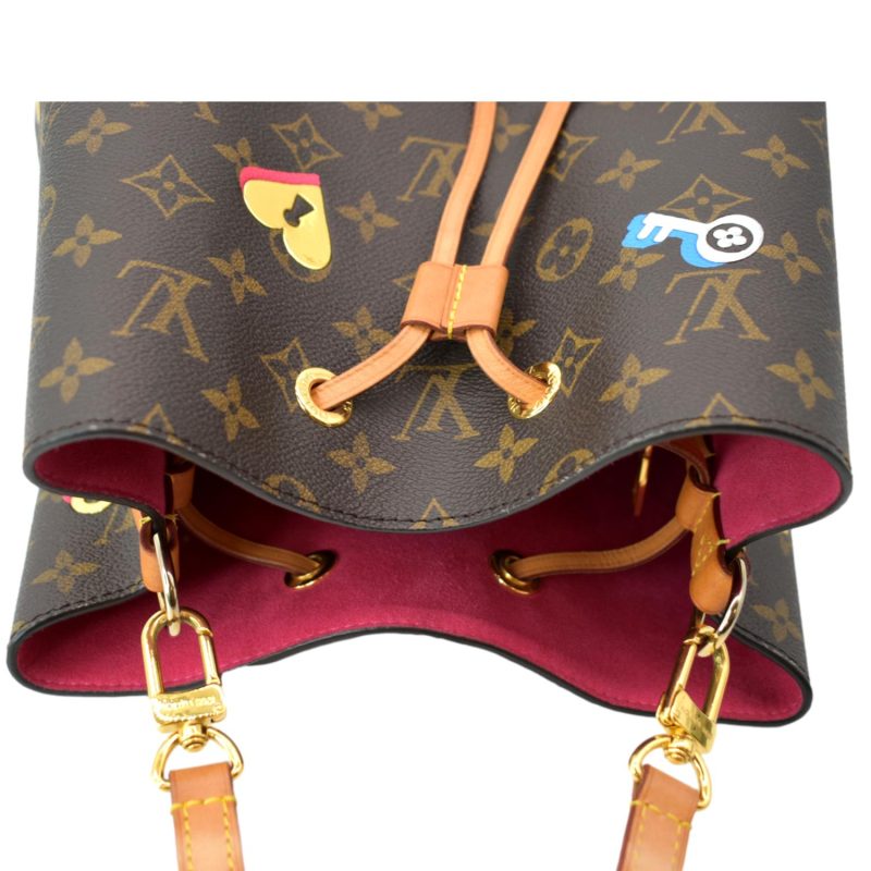 LOUIS VUITTON Love Lock NeoNoe Monogram Canvas Shoulder Bag Brown - Image 3
