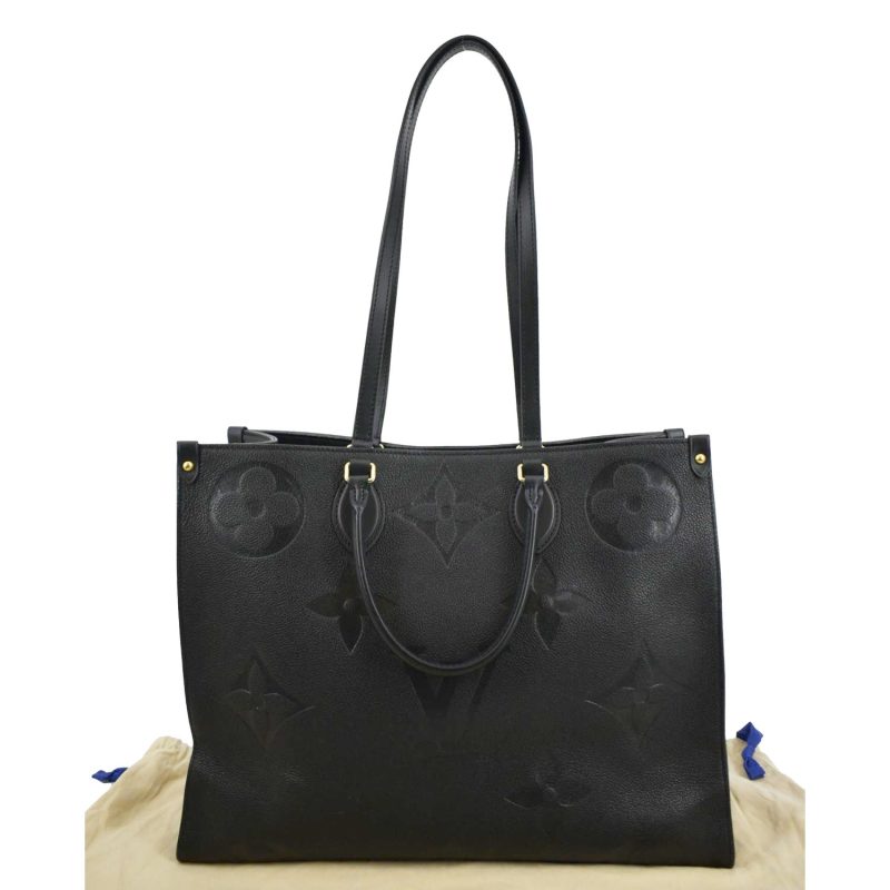 LOUIS VUITTON Onthego GM Monogram Empreinte Leather Tote Bag Black - Image 2