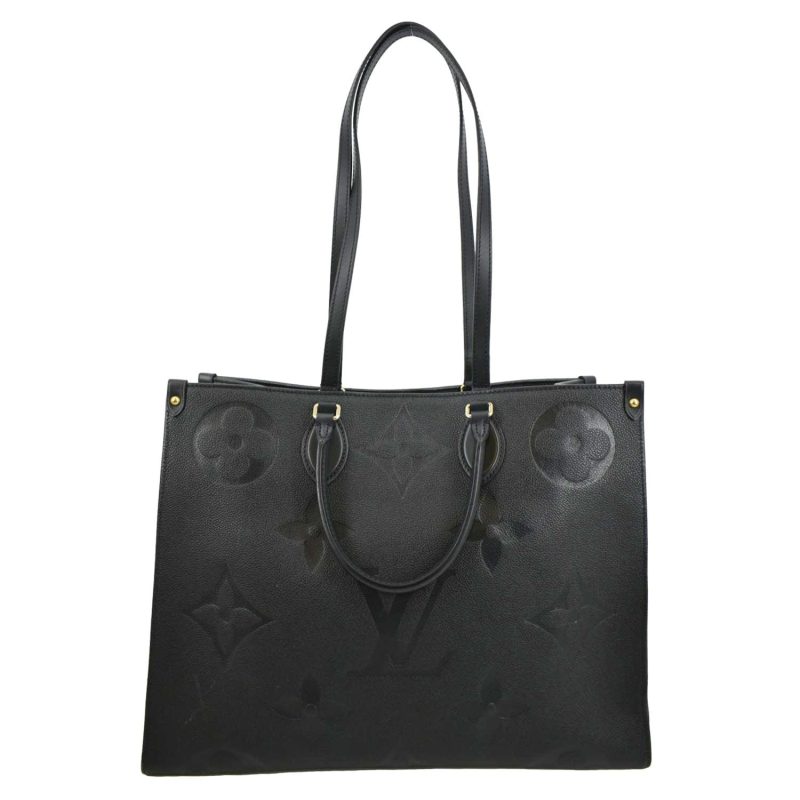 LOUIS VUITTON Onthego GM Monogram Empreinte Leather Tote Bag Black - Image 3