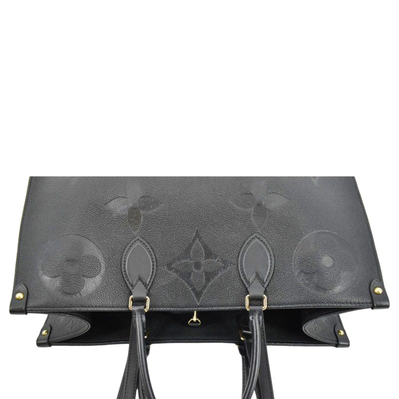 LOUIS VUITTON Onthego GM Monogram Empreinte Leather Tote Bag Black - Image 4