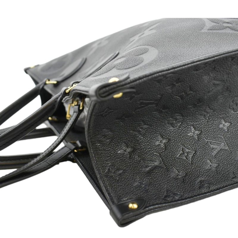 LOUIS VUITTON Onthego GM Monogram Empreinte Leather Tote Bag Black - Image 6