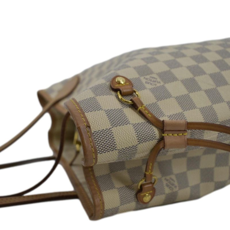 LOUIS VUITTON Neverfull MM Damier Azur Shoulder Bag White - Image 6