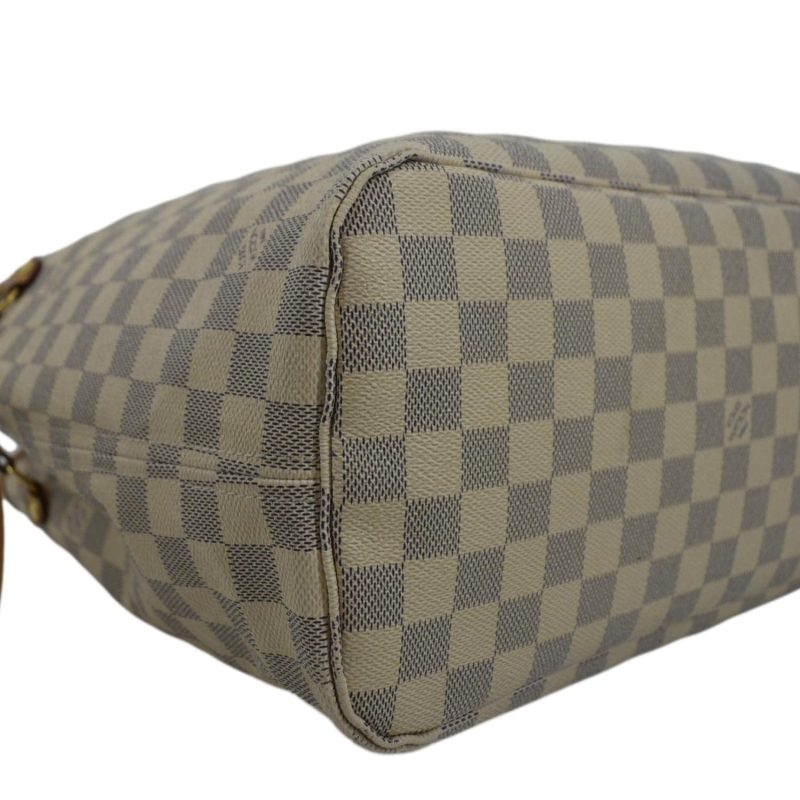 LOUIS VUITTON Neverfull MM Damier Azur Shoulder Bag White - Image 8