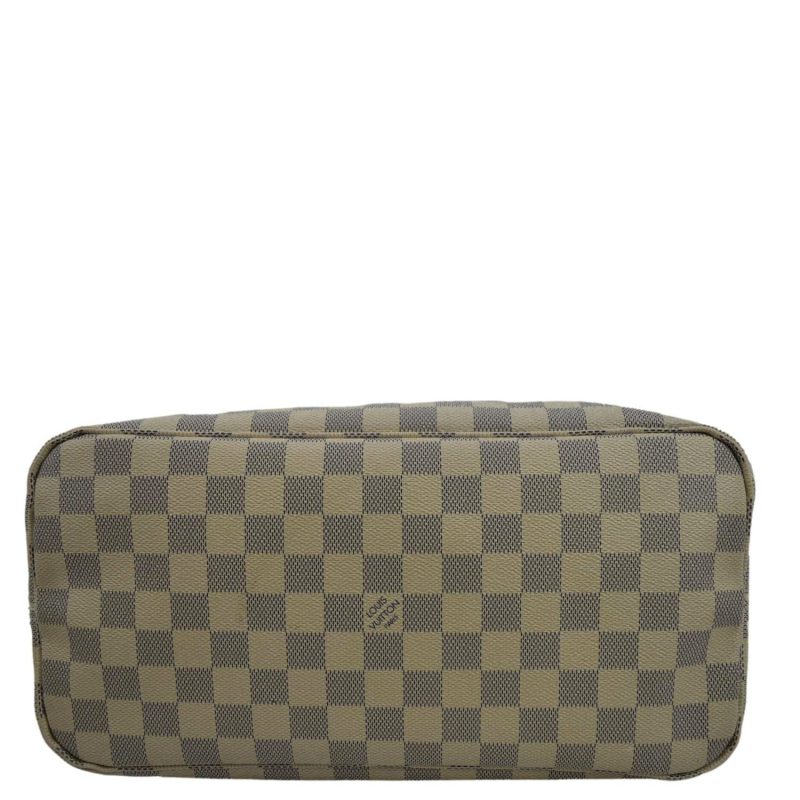 LOUIS VUITTON Neverfull MM Damier Azur Shoulder Bag White - Image 9