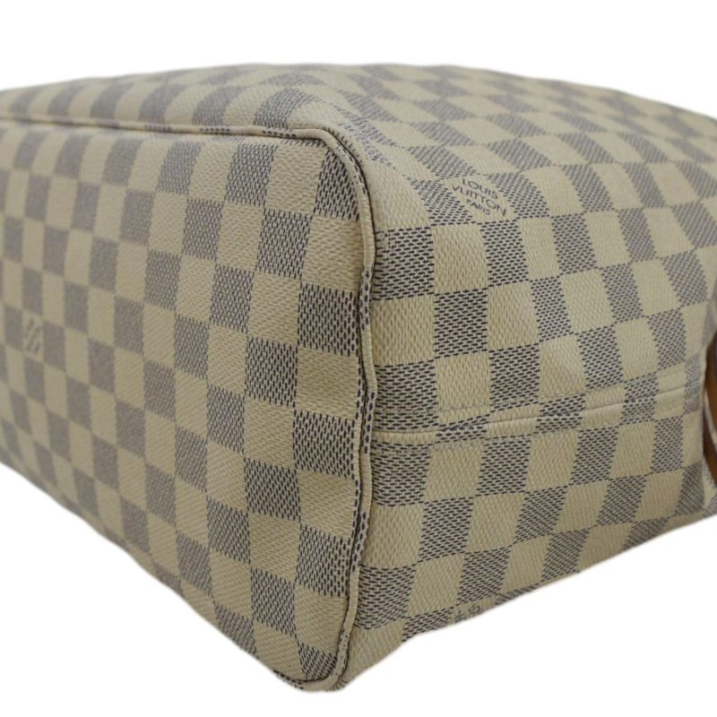 LOUIS VUITTON Neverfull MM Damier Azur Shoulder Bag White - Image 7