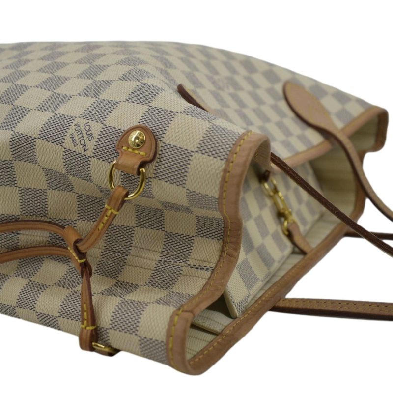 LOUIS VUITTON Neverfull MM Damier Azur Shoulder Bag White - Image 5