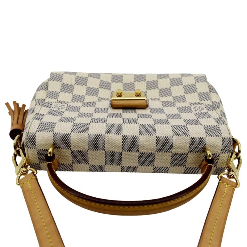 LOUIS VUITTON Croisette Damier Azur Satchel Crossbody Bag White - Image 3