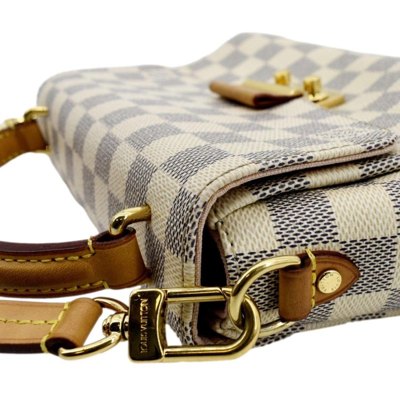 LOUIS VUITTON Croisette Damier Azur Satchel Crossbody Bag White - Image 4