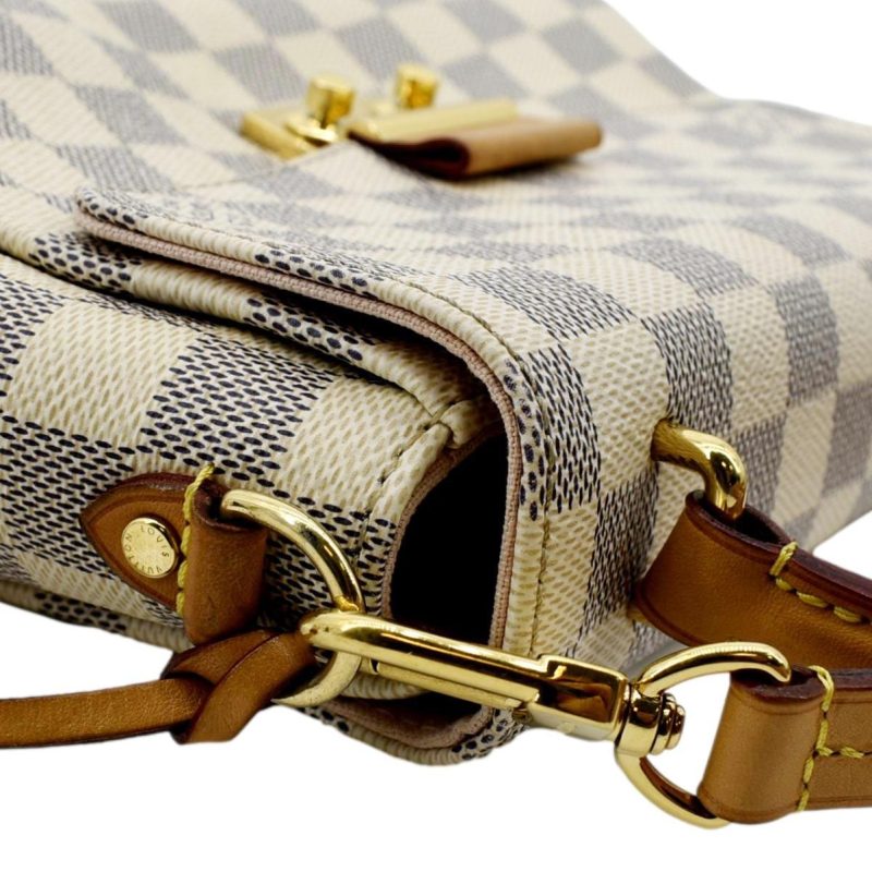 LOUIS VUITTON Croisette Damier Azur Satchel Crossbody Bag White - Image 5