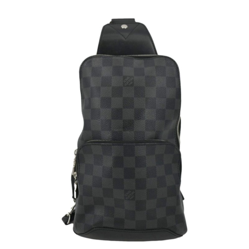 LOUIS VUITTON Avenue Sling Patchwork Monogram Eclipse Crossbody Bag Grey