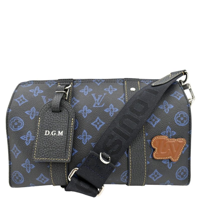 LOUIS VUITTON City Keepall Monogram Leather Travel Bag Blue - Image 2