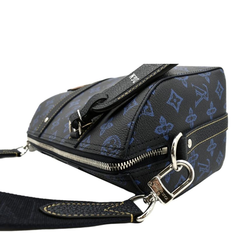 LOUIS VUITTON City Keepall Monogram Leather Travel Bag Blue - Image 5