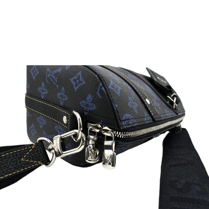 LOUIS VUITTON City Keepall Monogram Leather Travel Bag Blue - Image 6