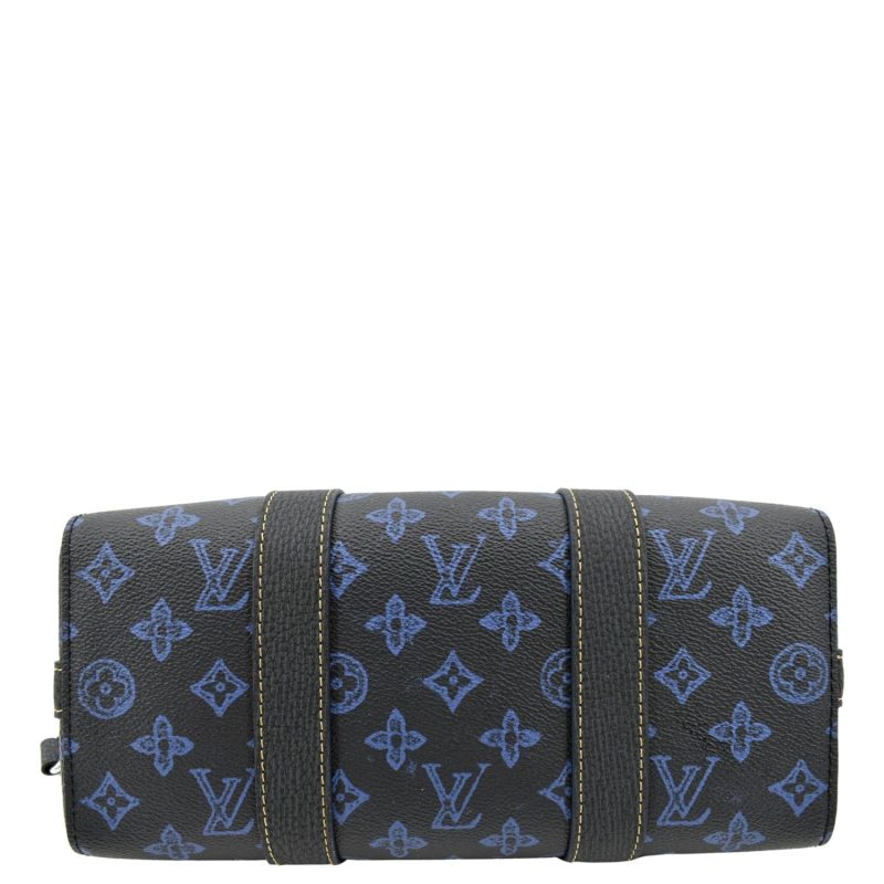 LOUIS VUITTON City Keepall Monogram Leather Travel Bag Blue - Image 9
